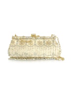 Maddalena Marconi Ivory Beaded Lace Evening Clutch w/Chain Strap