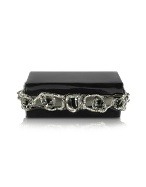 Jeweled Black Patent Leather Frame Clutch