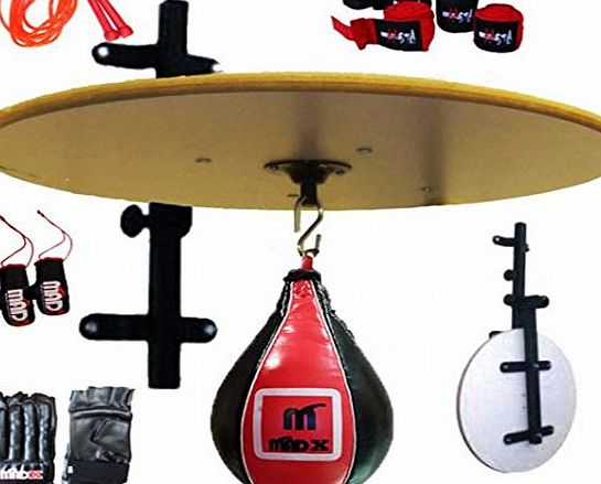 MADX  10pc Red Adjustable Speed Ball Folding Platform Set Boxing Training Gloves