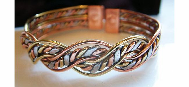 Magnetic 17m neodymium, Copper Bracelet / Bangle - Brand New Delicately Handcrafted in The U.K. 3 Colour Copper/BrassAlluminium Crossover Magnetic Therapy . - With FREE gift! A Stunning Piece of Jewel