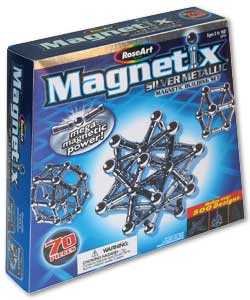 MAGNETIX 70 Piece Metallic Silver Building Set
