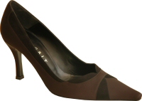 Magrit black satin and suede leather courtshoe