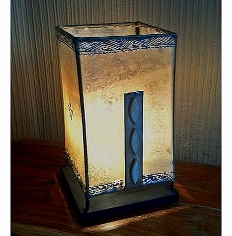 Modern Moroccan Plain Henna Table Lamp- Square 38x17cm- Cream