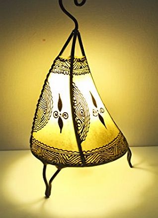 MAISON ANDALUZ Plain Moroccan Henna Table Lamp- Round banana shape - Cream 38 CM