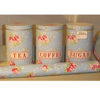Maison Blue English Rose Tea Coffee & Sugar canisters