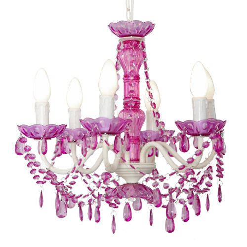 PINK Shabby Chic CHANDELIER 6 arm light