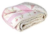 Quilted Patchwork Bedspread Throw in Pink Rose