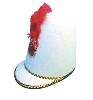 Majorette hat, white felt