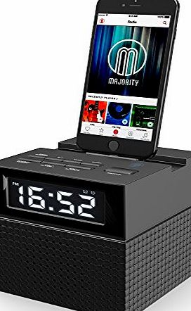 MAJORITY Pluto Speaker Docking Station Alarm Clock FM Radio Lightning Dock for iPhone 5 5S 5C 6 6  6S 7 7  iPod