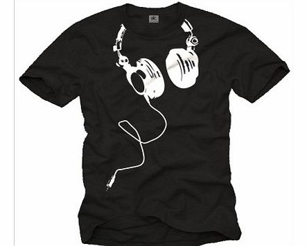 MAKAYA Music dj t-shirt for men HEADPHONES black size M
