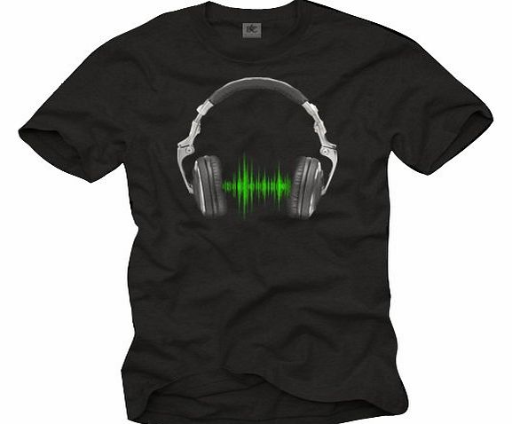 Music DJ T-Shirt for Men HEADPHONES black XXXL