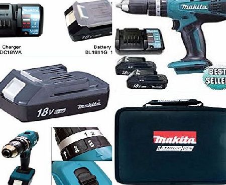 Makita 18v MAKITA CORDLESS COMBI DRILL,COMPLETE LITHIUM KIT WITH 3 YEARS MAKITA WARRANTY,X2 LI-ION BATTERIES,FAST CHARGER,HEAVY DUTY CARRYING CASE,MEGA DEAL EXCLUSIVE TO HOLLYWELL TOOLS