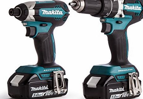 Makita DLX2180TJ Cordless Brushless Kit with DHP484 Combi Drill Plus 18 V DTD153 Impact Driver - Blue/Black (2-Piece)