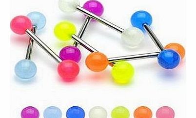 MAKS Set Of 7 Mix Colours Ball Tongue Bars/Nipple Bars Tongue Studs - 14G 16 x 1.6MM Body Jewellery - Body Bars