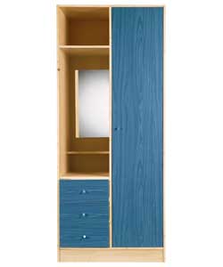1 Door 3 Drawer Combi Wardrobe - Blue
