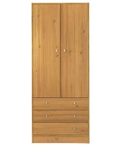 2 Door 3 Drawer Wardrobe - Pine
