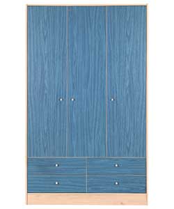 Malibu 3 Door 4 Drawer Wardrobe - Blue