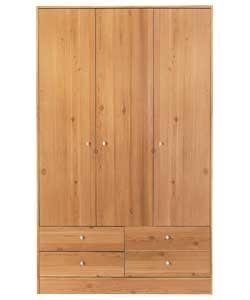 3 Door 4 Drawer Wardrobe - Pine