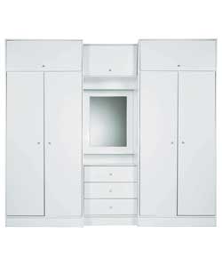 4 Door Large Fitment Wardrobes - White