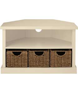 3 Basket Corner Storage Unit - Ivory