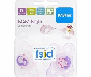 MAM Pack of 2 MAM Glow in the Dark Baby Dummies/ Soothers/ Pacifiers Newborn Pink
