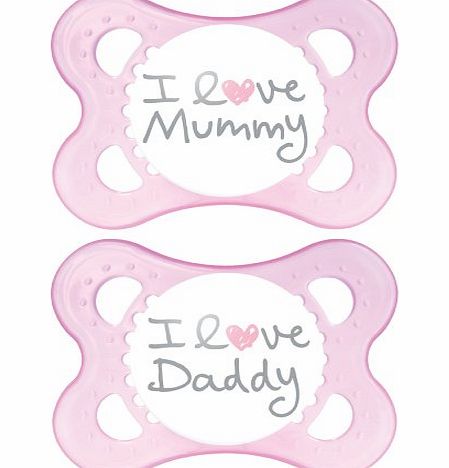 MAM Pack of 2 Style Soothers 0  Months (Available in Pink or Blue) (Pink)