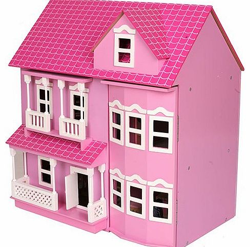 MAMAKIDDIES  Victorian Wooden Doll House/ Furniture and Dolls (Pink)