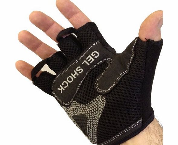 Mammoth Supplements Fingerless Weight Lifting Gloves - Gel Shock Technology Padding *Black MEDIUM*
