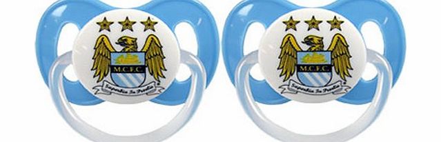 Manchester City F.C. Manchester City Baby Dummy Soothers 2 Pack with Cap