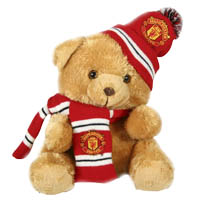 manchester United Hat and Scarf Bear - 30cm.
