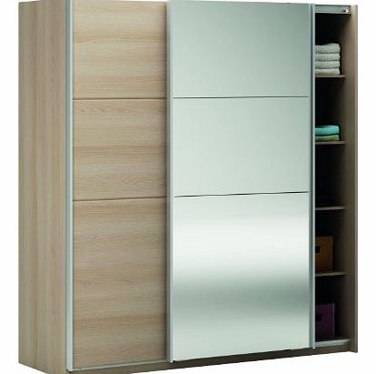 Manhattan Mirrored Sliding Wardrobe in Blonde Oak Finish