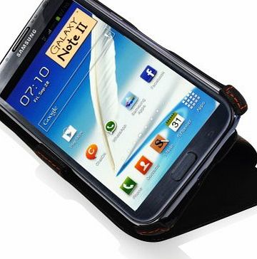 Manna Ultra Slim High Quality Genuine Flip Leather Case Cover for Samsung Galaxy Note 2 N7100 - Black