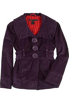 Cord jacket with oversized buttons