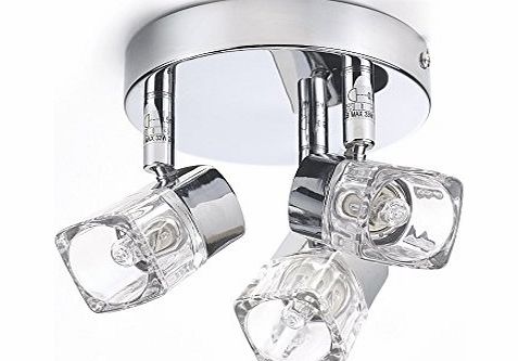 Marco Tielle Modern Chrome Ice Cube 3 Way Living Bedroom Ceiling Light Spotlight 3 x 40w G9(included free)