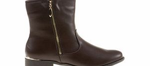 MARIA BARCELO Brown zip detail ankle boots