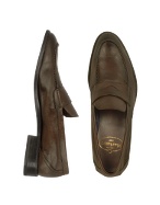 Dark Brown Italian Leather Penny Loafer Shoes