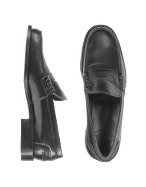 Handmade Black Italian Genuine Leather Penny Loafer Shoes