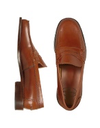 Handmade Brown Italian Genuine Leather Penny Loafer Shoes