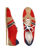 Trekker - Red and Blue Leather and Suede Sneaker Shoes