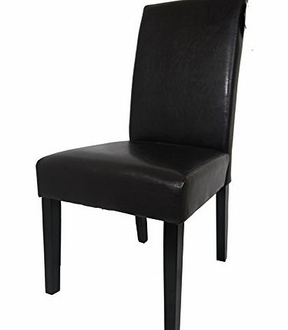 Marko Furniture 4x Brown Faux Leather Dining Chair with High Scroll Back and Solid Wood Legs