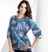 Marks and Spencer Cotton Rich 3/4 Sleeve Brush Floral Blouse with