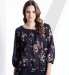 Cotton Rich 3/4 Sleeve Floral Print Blouse with