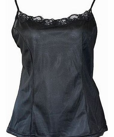 Marlon Ladies Camisole Vest Top With Adjustable Straps (12-14 EUR 40/42, Black)