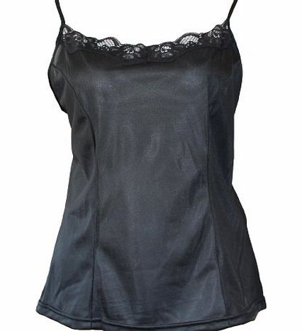 Marlon Ladies Camisole Vest Top With Adjustable Straps (20-22 EUR 48/50, Black)