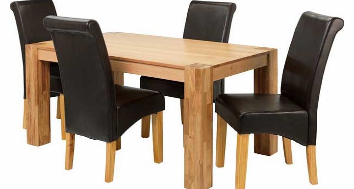 Marston Oak Dining Table and 4 Chocolate Scroll