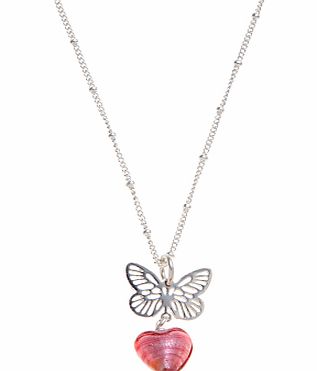 Martick Butterfly and Heart Pendant Necklace