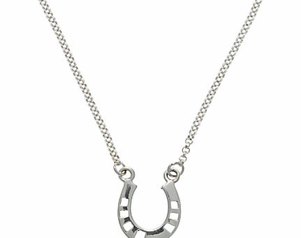 Lucky Horseshoe Pendant Necklace, Silver