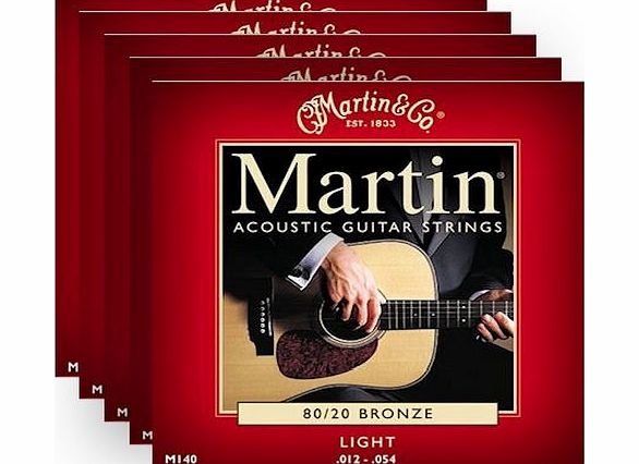 Martin M140 Acoustic Guitar Strings - 5 Pack