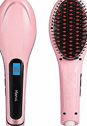 Marui Hair Brush Hair Straightener Brush Electric Heating Ceramic Detangling Comb Digital Anion Hair Care, Anti-Scald Effective Silky Hair Brush