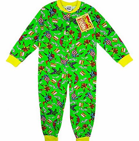 Marvel Boys Marvel Retro Superhero Comic Onesie Popper Sleepsuit Pyjamas sizes from 4 to 10 Years